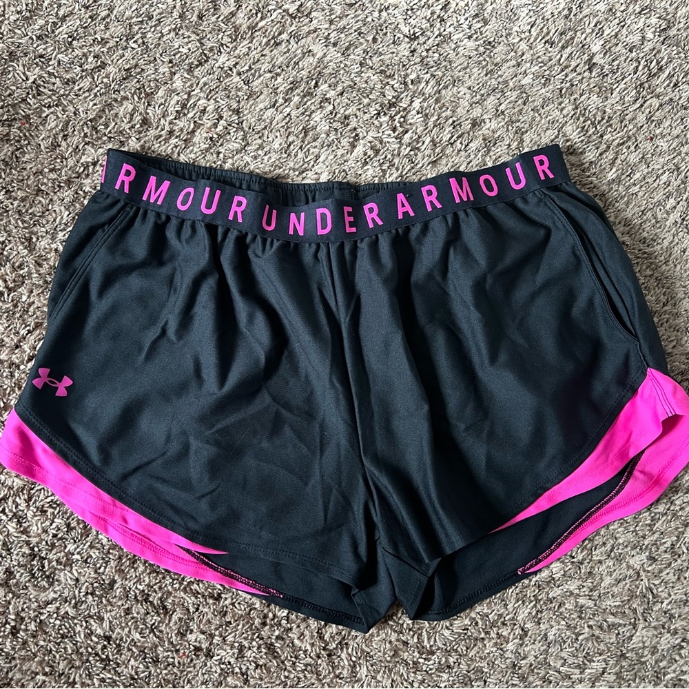 Under Armour Women's Athletic Shorts in Black and Pink